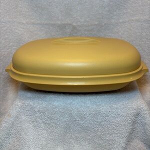 Vintage Tupperware Harvest Gold Divided Microwave Vegetable Steamer